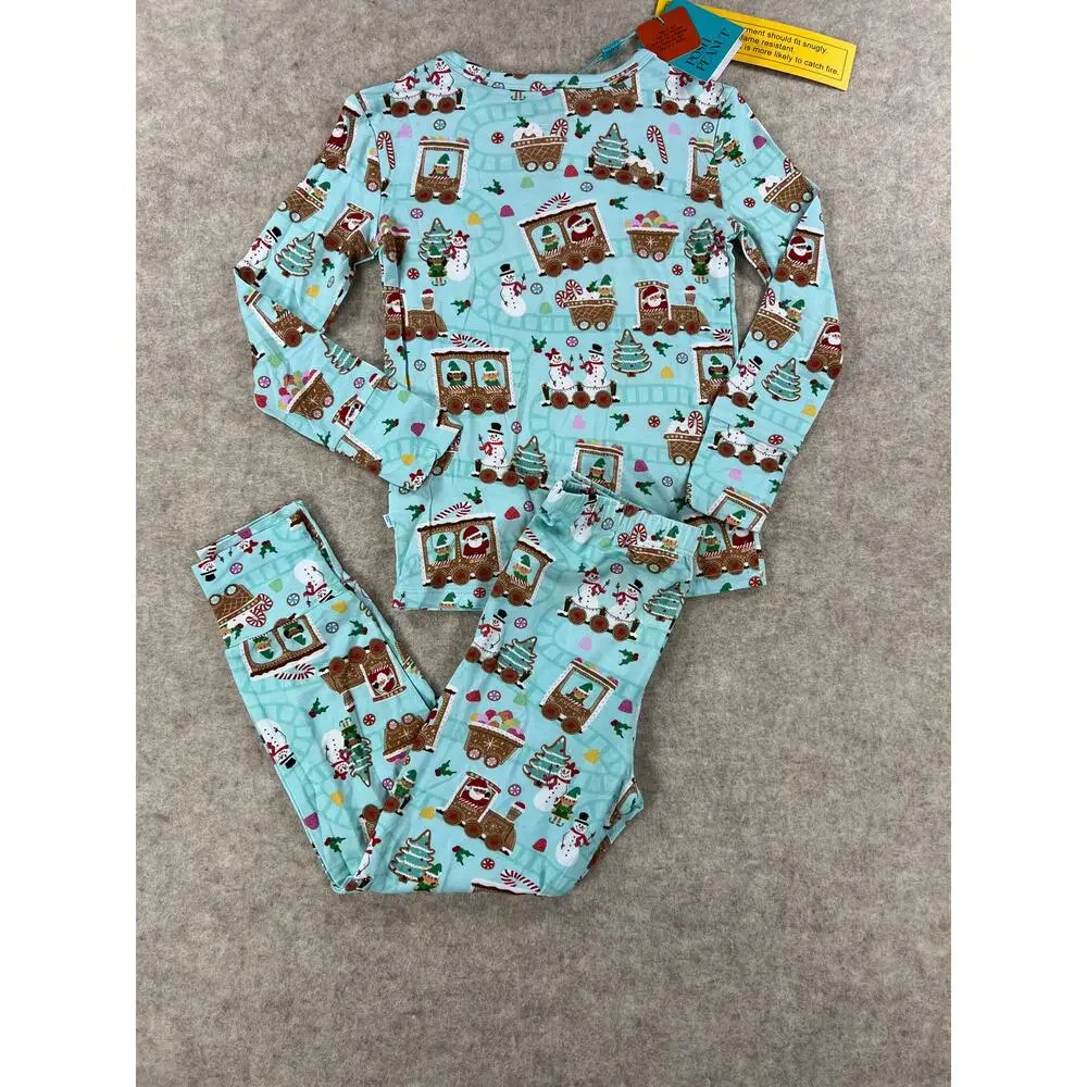 Posh Peanut Gingerbread Train Bamboo Pajama Set Size 5/6 NEW
